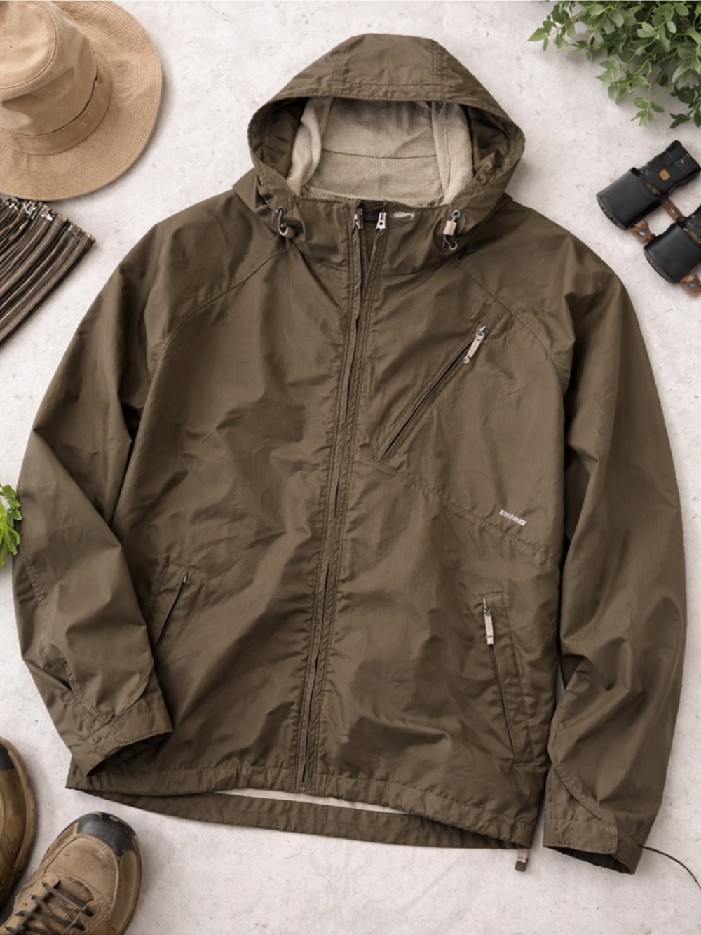 Columbia Packable Hooded Jacket Mens XL Brown